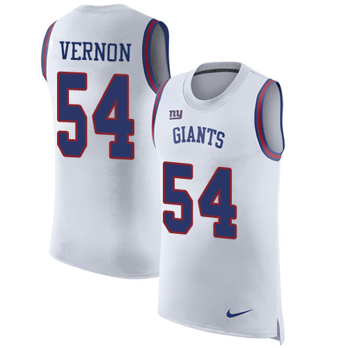 Nike Giants #54 Olivier Vernon White Men's Stitched NFL Limited Rush Tank Top Jersey - Click Image to Close